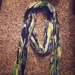 Blue and green floral scarf. Jersey material.